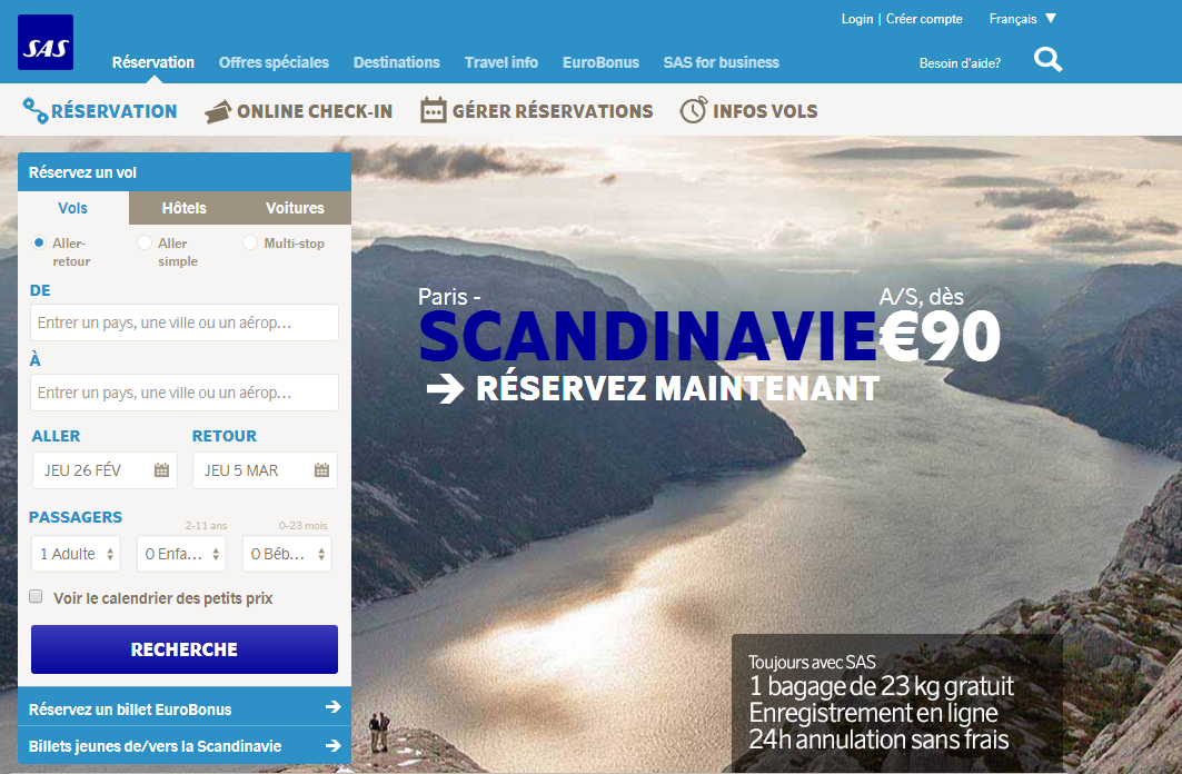 Offre Scandinavian Airlines
