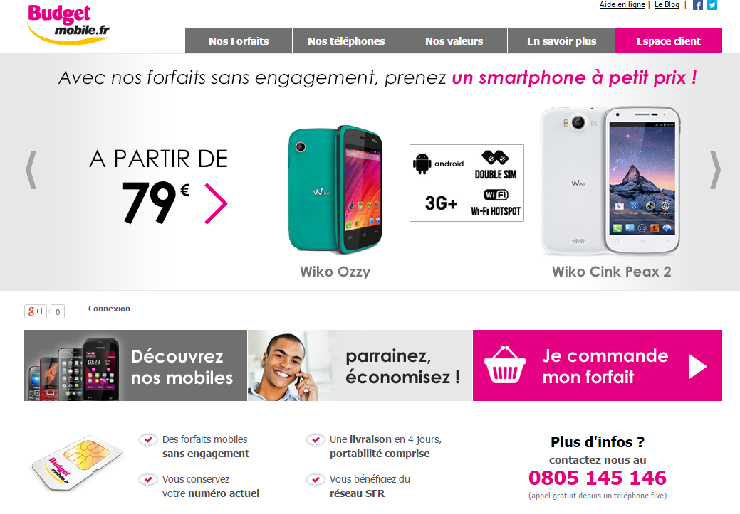 Code promotionnel Budget Mobile
