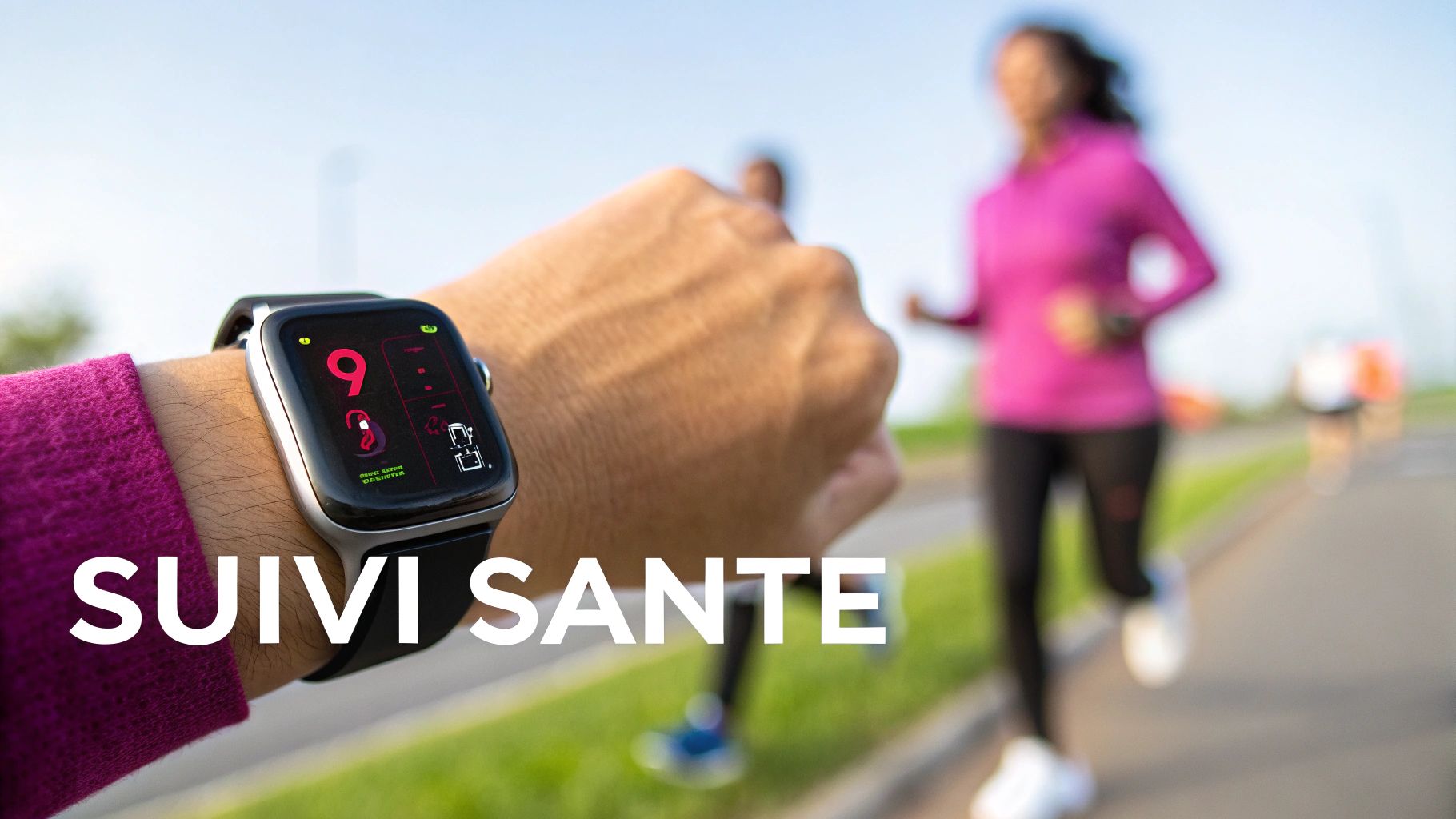 Une femme vérifiant les statistiques de santé sur sa montre connectée