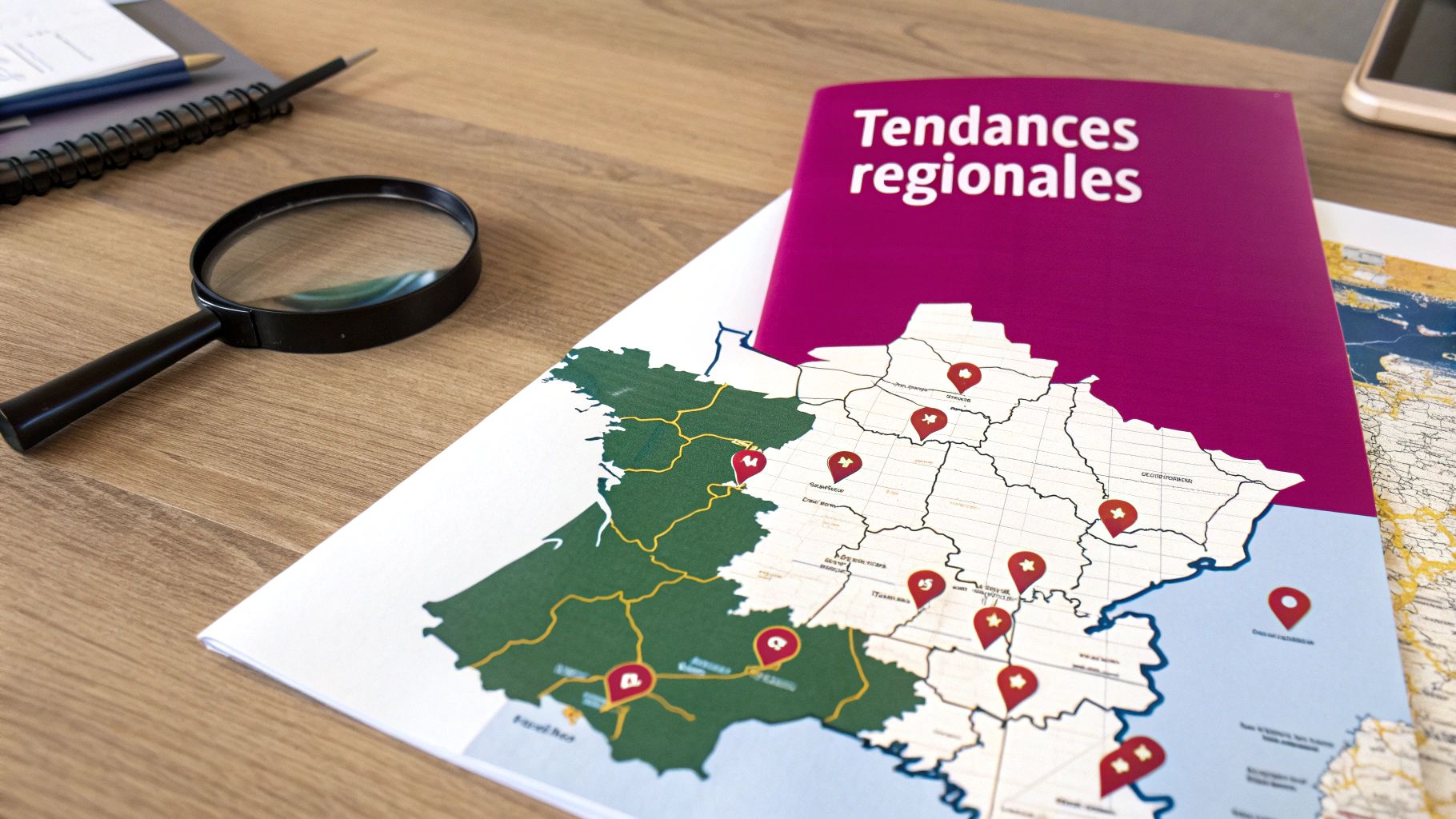 Une carte de France avec des points lumineux plus intenses sur les grandes métropoles, symbolisant l'activité promotionnelle.