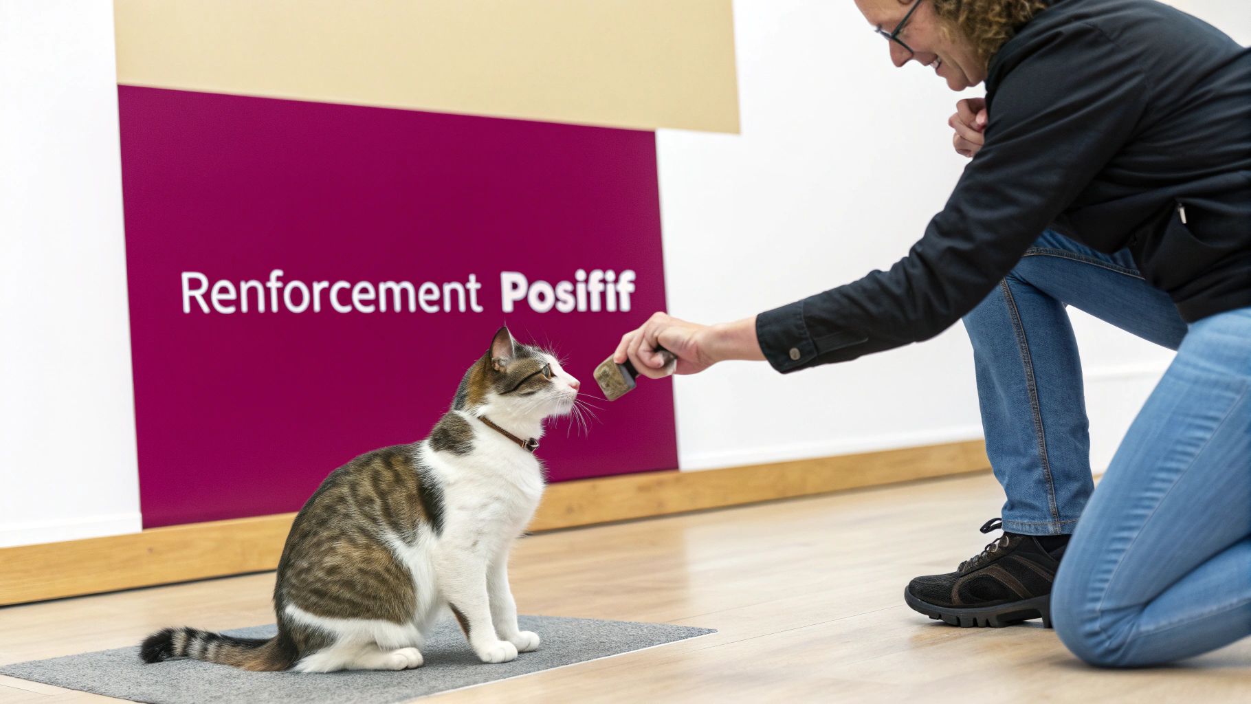 Un chat utilisant un griffoir en carton à côté d'un canapé