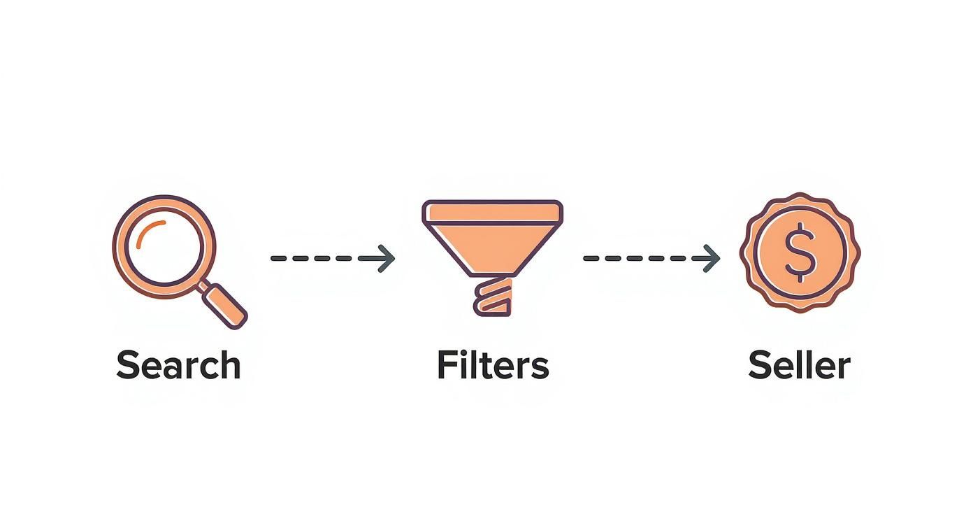 Infographie sur le processus pour trouver des vêtements pas chers en ligne