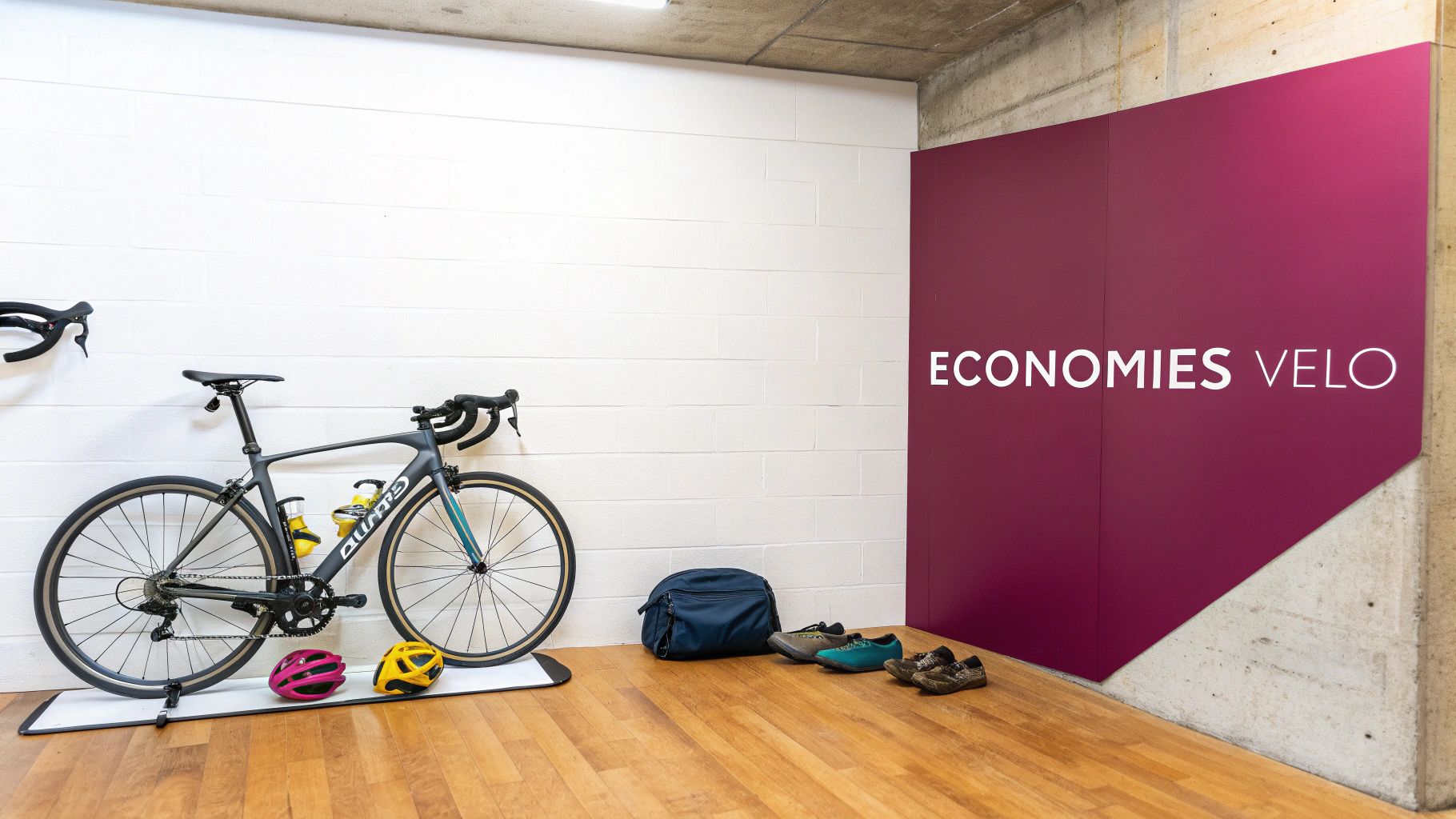 Un cycliste ajustant son équipement avant une sortie, symbolisant la préparation et l'optimisation de son matériel.